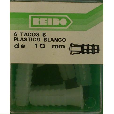 Kit 6 Tacos B Plastico Blanco de 10 mm.
